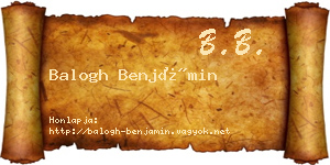 Balogh Benjámin névjegykártya